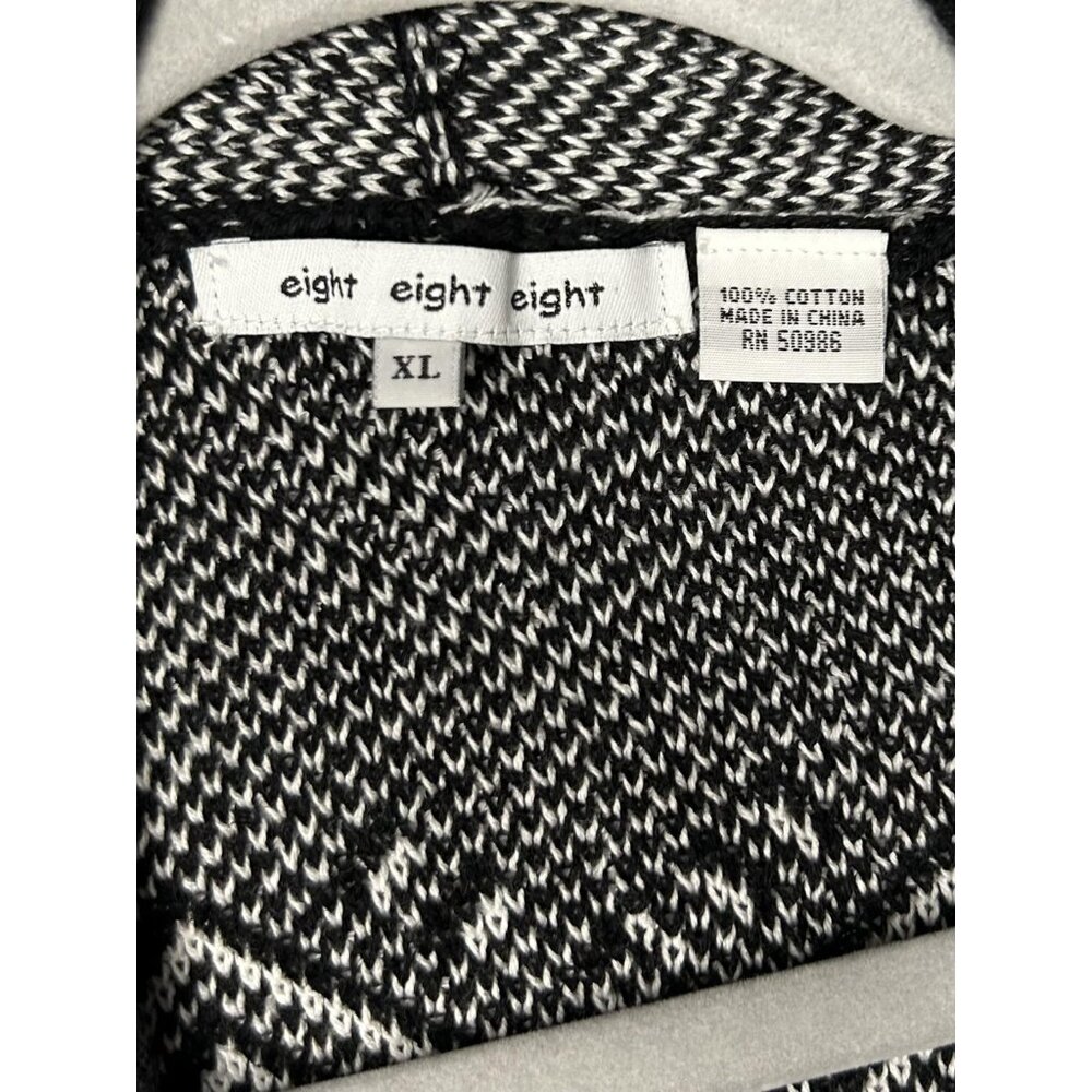 Eight Eight Eight Aztec Sweater Womens XL Black White Open Poncho Knit Cardigan - Picture 6 of 14